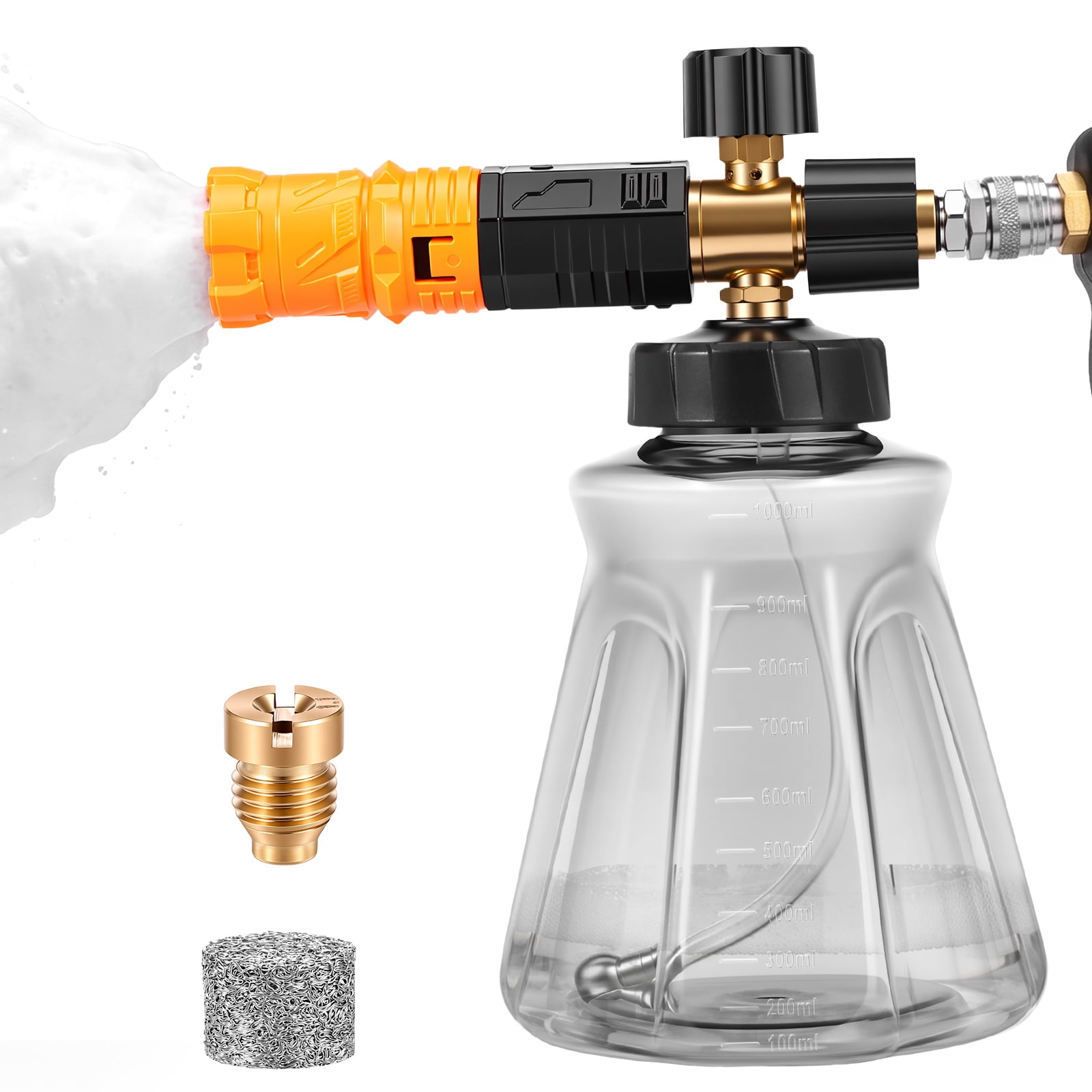 Foam Cannon for Pressure Washer Cannon with M22-14mm to 1/4 Inch Quick Connector for Safe Washing Car and Motorcycle