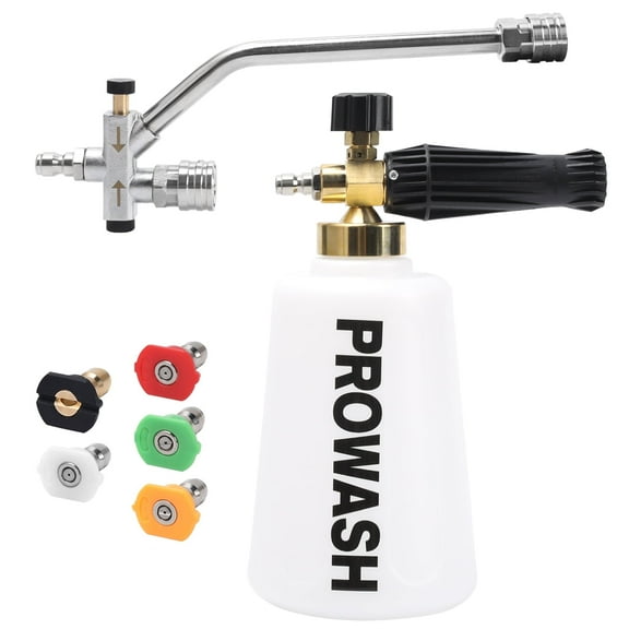 Foam Cannon for Pressure Washer with Dual Connector Accessory, Double Tip Foam Sprayer, 5 Spray Nozzles, 1/4" Quick Connect, 3600 PSI
