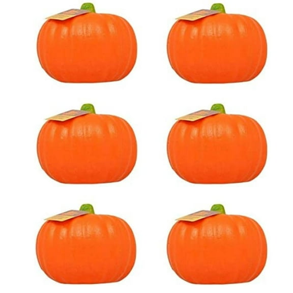 Halloween Carvable Foam Pumpkin 5.5 in x 4.5 in Decoration Vegetables Craft DIY Carving Jack O' Lantern Dcor for Trick or Treat Autumn Fall Harvest Thanksgiving Party Set of 6