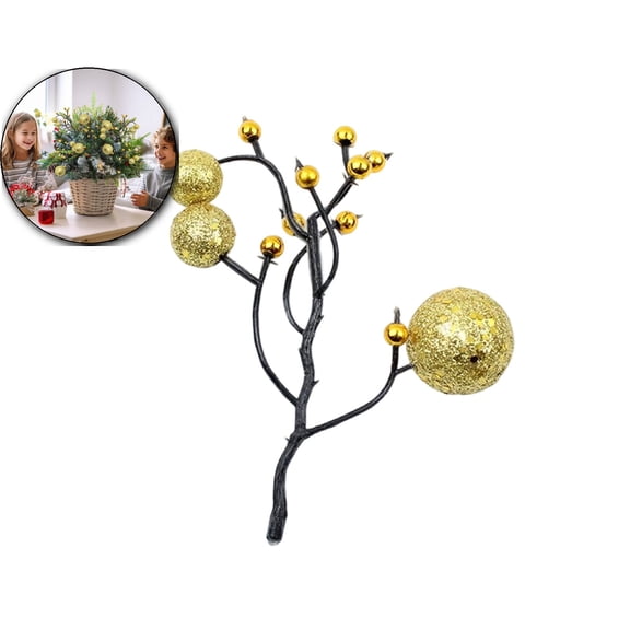 Foam Christmas Wreath Decoration with Realistic Fruit and Twig – 12cm, Blue Gold White Red Silver