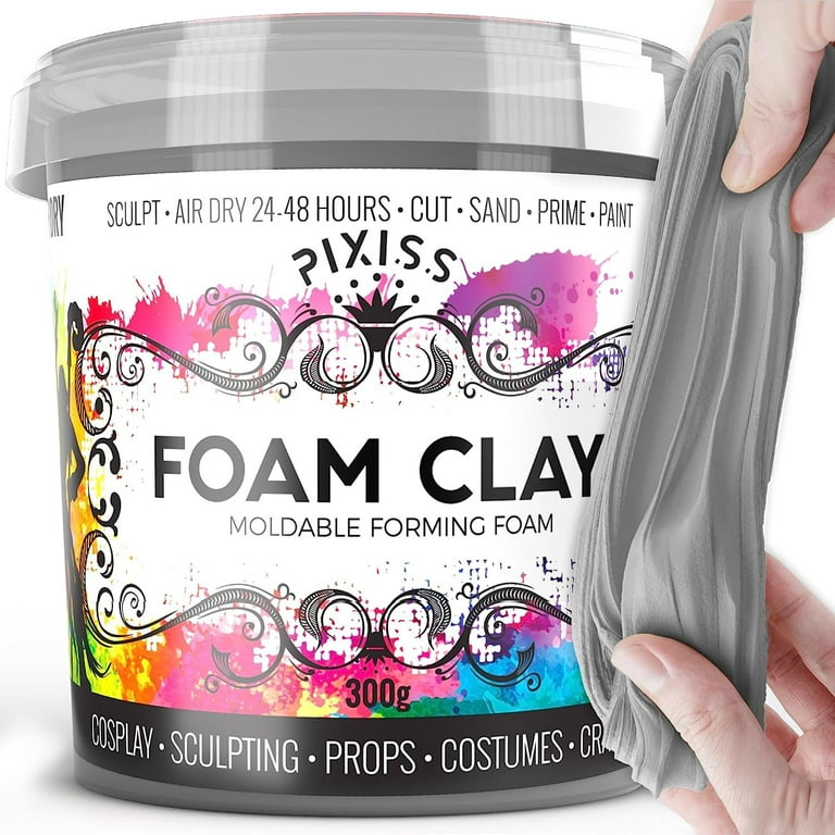 Pixiss Foam Clay Air Dry Modeling Clay 300 Gram Gray - Moldable Cosplay  Soft Clay