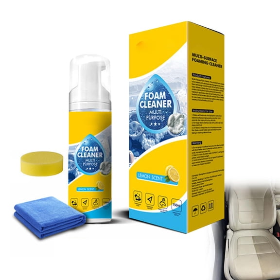 Foam Cleaner All Purpose,150ml Foam No-Rinse Cleaner, Deep Clean Car, Kitchen, Bathroom & Sofa, Powerful Waterless Stain Remover & Degreaser