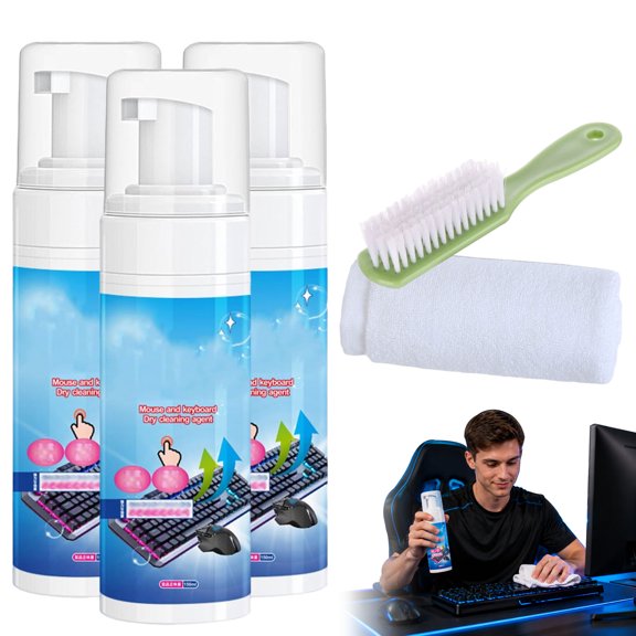 Foam Cleaner for Keyboard & Mouse, Electronics Cleaning Kit with Quick-Drying Formula, Multipurpose Cleaning Spray for Keyboard, Gaming Mouse, Laptop, Touchpad and Office Equipment,3Set