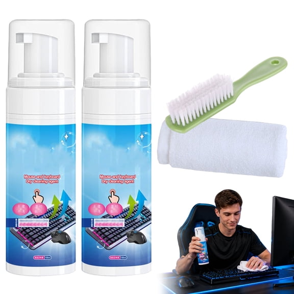Foam Cleaner for Keyboard & Mouse, Electronics Cleaning Kit with Quick-Drying Formula, Multipurpose Cleaning Spray for Keyboard, Gaming Mouse, Laptop, Touchpad and Office Equipment,2Set