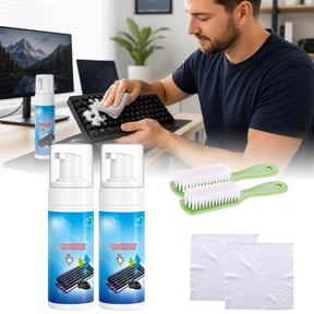 Foam Cleaner for Keyboard & Mouse,Mouse and Keyboard Dry Cleaning Agent,2026 New Keyboard Cleaning Kit,All-in-One Cleaning for Keyboard, Mouse,Screen,and Desk Mat - 2PC