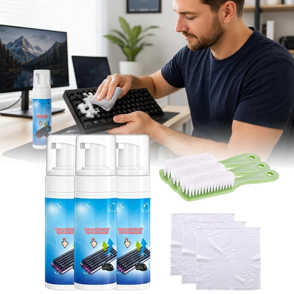 Foam Cleaner for Keyboard & Mouse,Mouse and Keyboard Dry Cleaning Agent,2026 New Keyboard Cleaning Kit,All-in-One Cleaning for Keyboard, Mouse,Screen,and Desk Mat