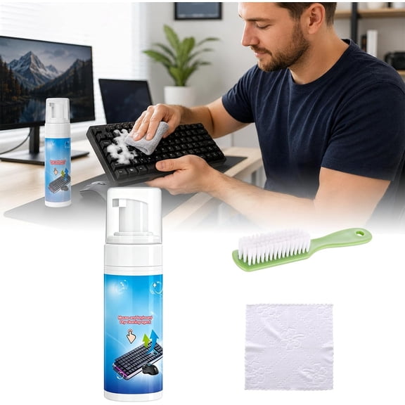 Foam Cleaner for Keyboard & Mouse,Mouse and Keyboard Dry Cleaning Agent,2026 New Keyboard Cleaning Kit,All-in-One Cleaning for Keyboard, Mouse,Screen,and Desk Mat