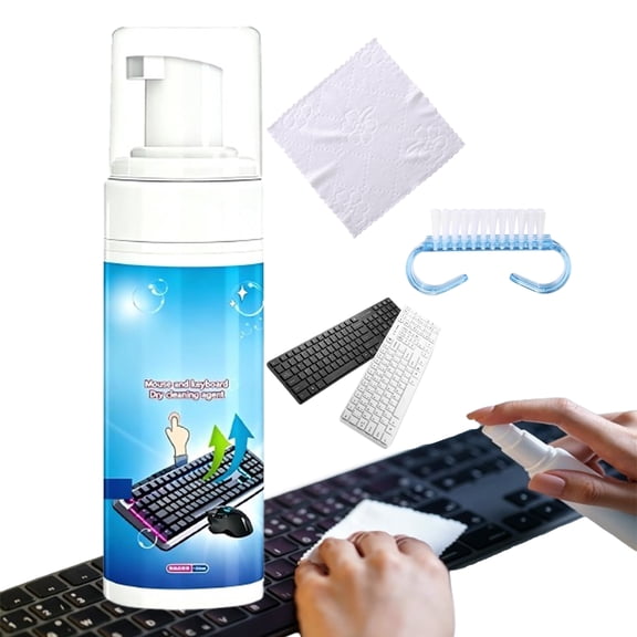 Foam Cleaner for Keyboard & Mouse,Mouse Multipurpose Foam Cleaner, Quick-Drying Mouse and Keyboard Dry Cleaning Agent with Brush & Cloth, for Screen, Gaming Mouse Pad, Home Office