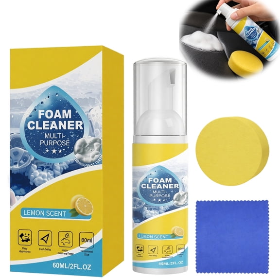 Foam Cleaner Multifunctional Foam Cleaner for Car Interior 4-in-1 Multi-Enzyme Deep Cleaning Spray Removes Odors Stains Works on Sofa Kitchen Bathroom 60ml Portable Bottle,60ml-1pc