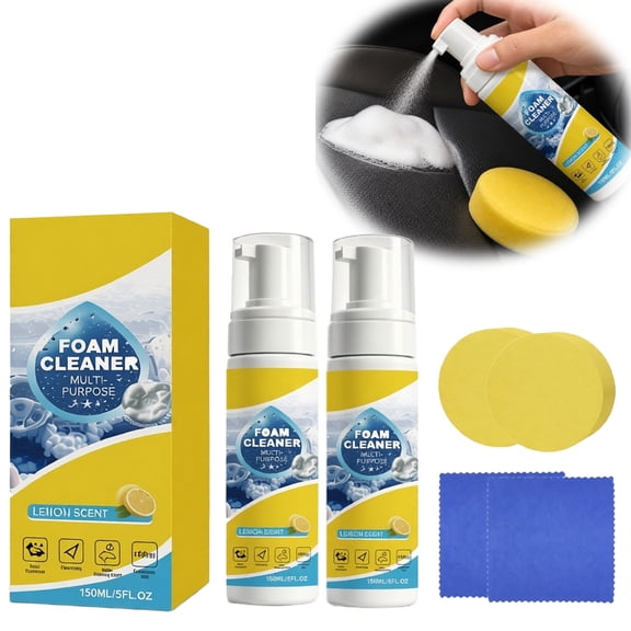 Foam Cleaner All Purpose 4-in-1 Multi-Enzyme Deep Cleaning Foam Spray for Car Interior Sofa Kitchen Bathroom Powerful Sticky Foam for Upholstery Tiles and Hard Surfaces 10ml Travel Size,150ml-2pc