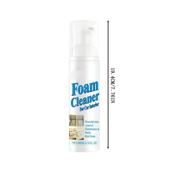 Foam Cleaner, Rinse-Free Multi-Purpose Cleaning Spray, 200ml Formula for Home and Car Interiors, Quick Drying for Surfaces