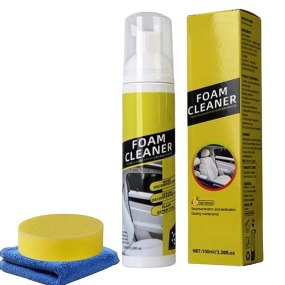 Foam Cleaner Spray for Car Interior, Multi-Purpose Upholstery & Leather Cleaner for Seats, Dashboard, Fabric & Plastic, Deep Cleaning Car Detailing Foam ,Removes Grease, Stains & Odors