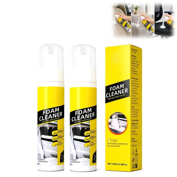 Foam Cleaner Spray for Car Interior – Multi-Purpose Upholstery & Leather Cleaner for Seats, Dashboard, Fabric & Plastic – Deep Cleaning Detailing Foam, 100ml (2PCS)