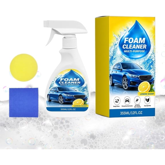 Foam Cleaner Spray Multi Surface Interior Wash Lemon Fresh Dirt Removal for Cars Kitchens Sofas Bathrooms