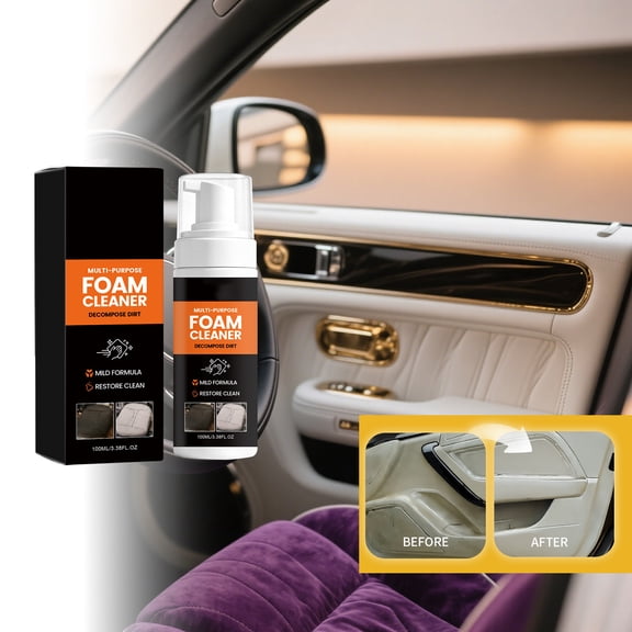 Foam Cleaner Spray, Vehicle Interior Cleaner, Leather Cleaner, Fabric Cleaner, Upholstery Cleaner, Deep Cleaning Foam, Surface Restoration Formula