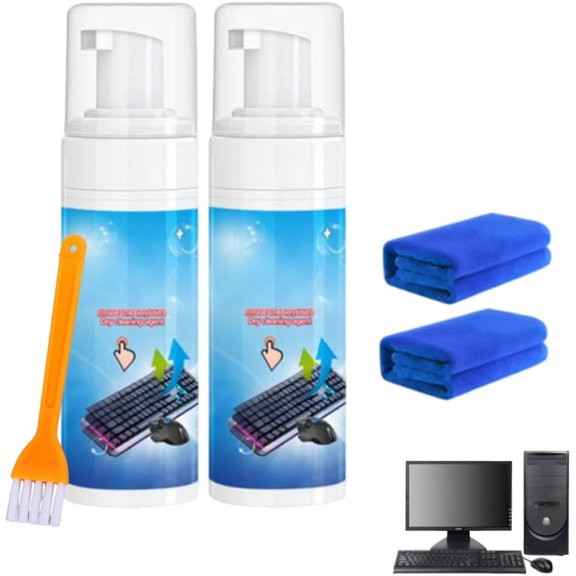 Foam Cleaner for Keyboard & Mouse, Keyboard & Electronics Cleaning Kit, Equipment Hygiene Tool Used for Home Office (2PCS)