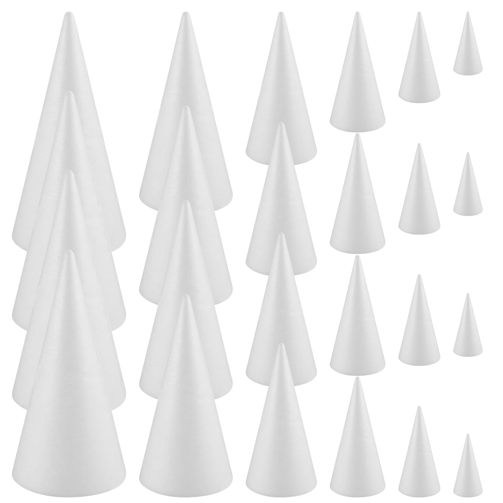 Foam Cones for Crafts, 24 Pcs Styrofoam Cones Set for Christmas Tree DIY Projects, Crafting, Decorations, Lightweight EPS Material