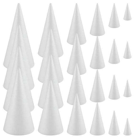 Foam Cones for Crafts, 24 Pcs Styrofoam Cones Set for Christmas Tree DIY Projects, Crafting, Decorations, Lightweight EPS Material