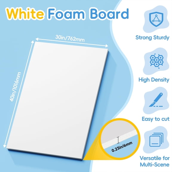 Foam Core Art Board 30X40Inch White 4 Pack for Presentation Display Crafting