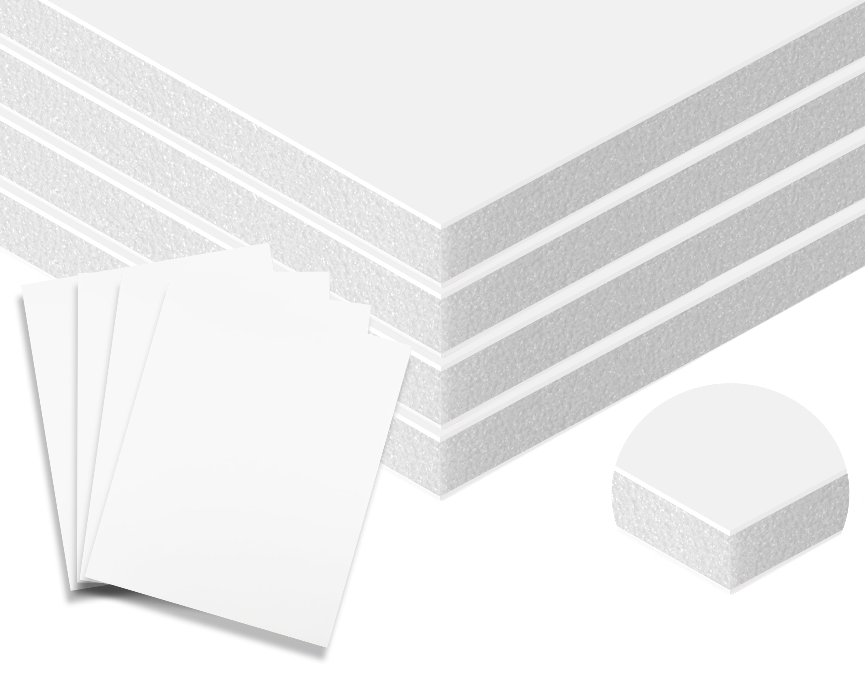 Foam Core Backing Board 3/16" White 8.5x11 5 Pack. Many Sizes