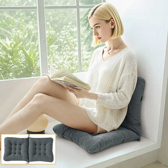Foam Core Cushion Backrest - Ergonomic Office Seat Cushion - Lumbar Support with Adjustable Straps, for Back Pain Relief, Non-Slip Design for Chairs/Desks, Soft Breathable Cover(Gray)