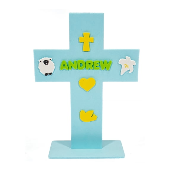 Foam Cross and Easter Themed Stickers Pack from Craft County - 24 Crosses, 48 Saying Stickers, and 600 Shaped Stickers as a Religious Holiday Craft for All Ages