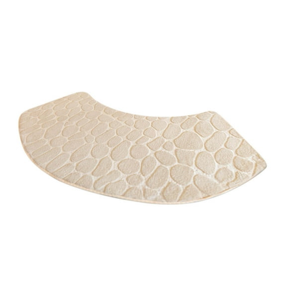 Foam Curved Shower Mat, 39x12 inch Soft & Absorbent Curved Comfortable Bath Mat, Non-Slip Washable Corner Bath Rug for Home Indoor Kitchen Floor(Beige)