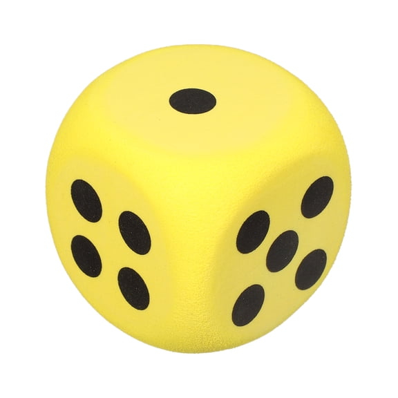 Foam Dice, 8cm/3.15 Eva 6-Sided Dice Stress Ball Squeezable Blocks for Board Games Relieve Stress Anxiety (Yellow)