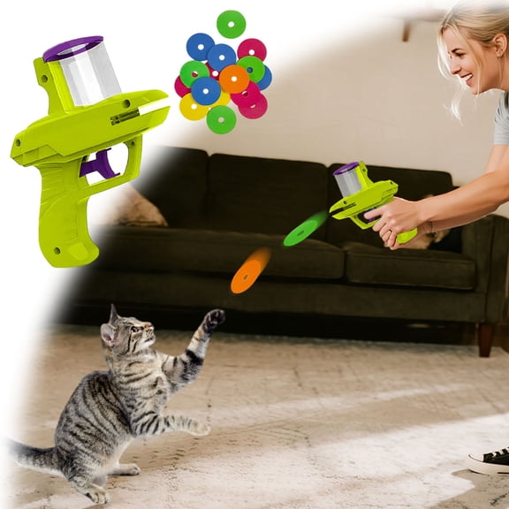 Foam Disc Shooter Zip Shot Shooter Disc Launcher Cat Pitcher Foam Slider Zipper Slider Pitcher(Green)