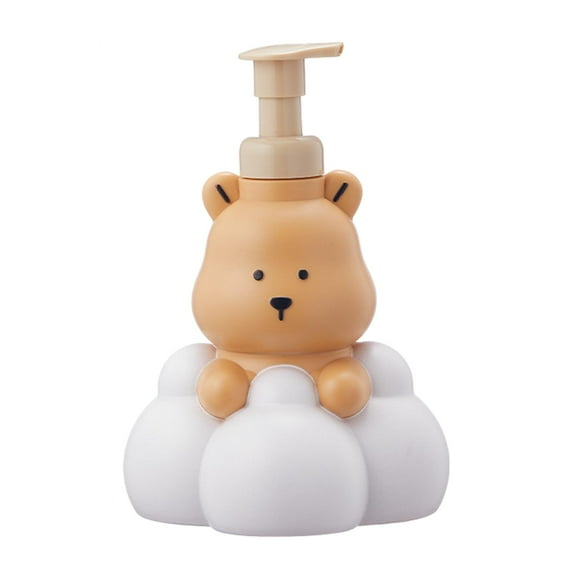 Foam Dispenser Pump , Manual Hand Pump Soap Bottle, Cartoon Shaped Liquid Foam Soap Dispenser, Bathroom Foaming Pump Bottle 250ml Light Brown
