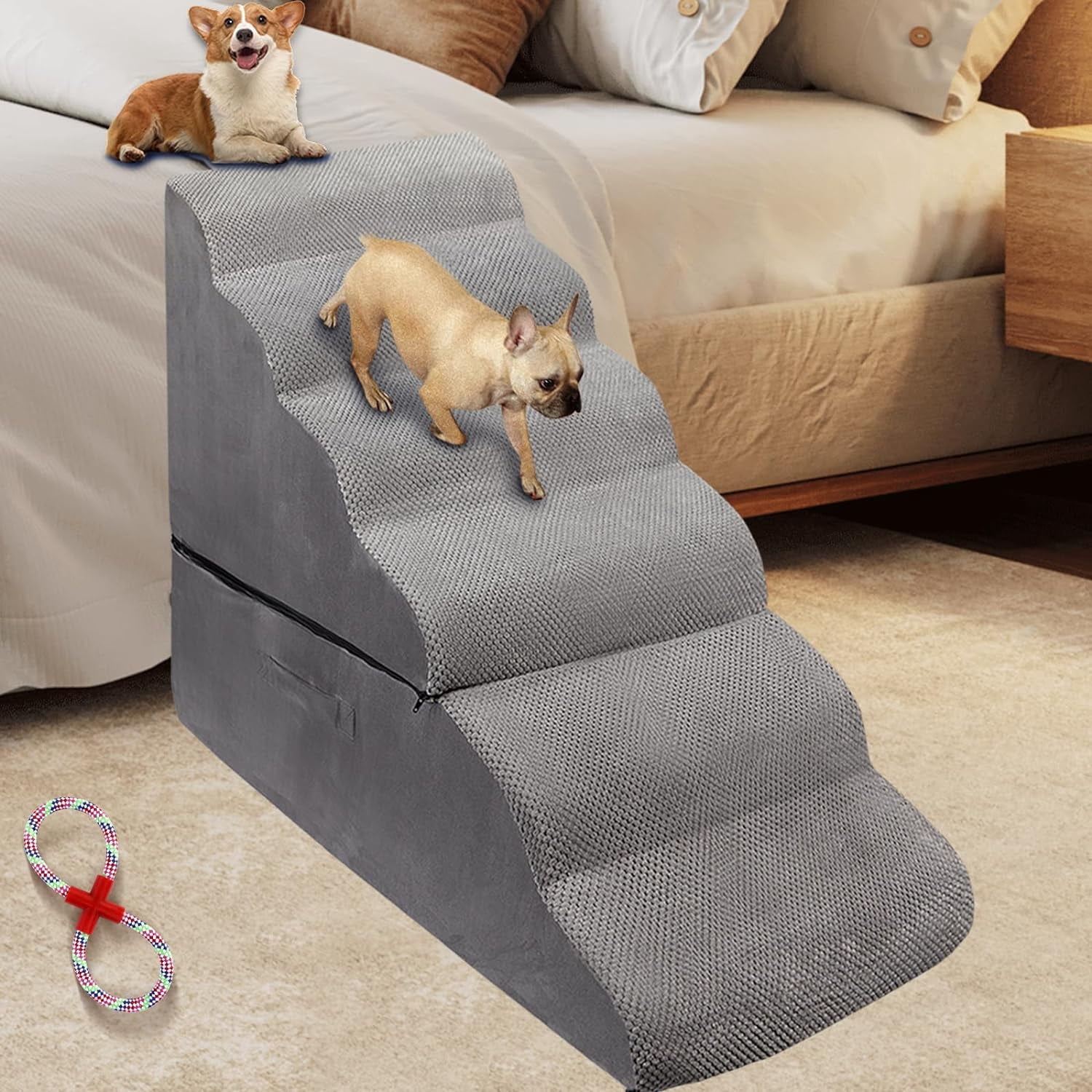 Foam Dog Stairs/Dog Steps, Dog Stairs/Steps for High Beds 30-36 inches ...