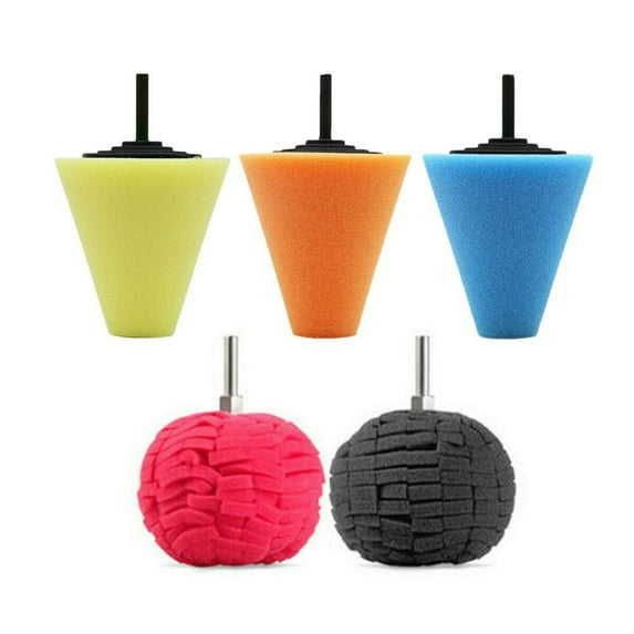Foam Drill Polishing Cone Ball Pads Kit Car Hub Waxing Buffing Wheel Polisher 4"