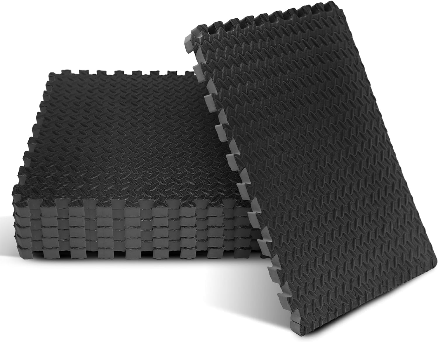 YES4ALL 12 Titles EVA Foam Interlocking Mats Black 3/4" Thick, 24
