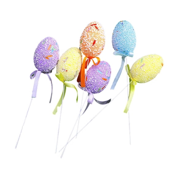 Foam Easter Egg Picks Decorative Sticks Glitter,Easter & Christmas, Styrofoam Stick Party DIY Craft Table Centerpiece Colorful Decoration Accessories Cake Toppers