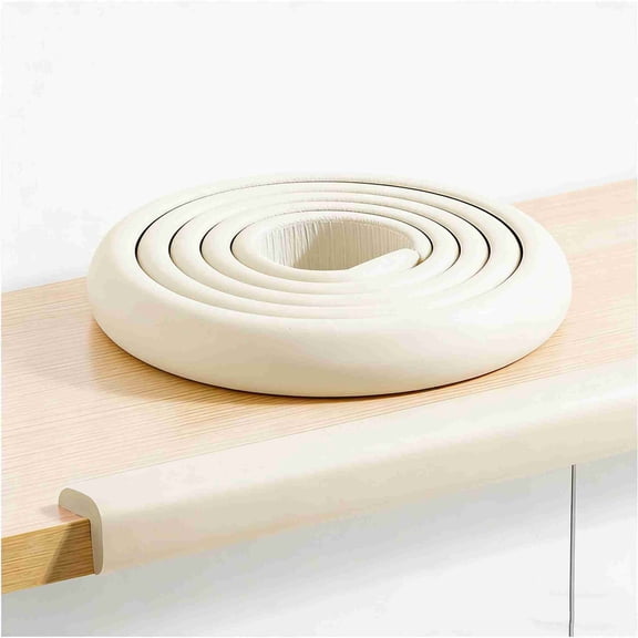 Foam Edge & Corner Protector Strips, Strong Adhesive, Baby Proofing for Table Edge, Crib Edge, Sharp Furniture Edge Protection( 0.47" Thick x 1.46" Wide x 6.56 FT, Beige)