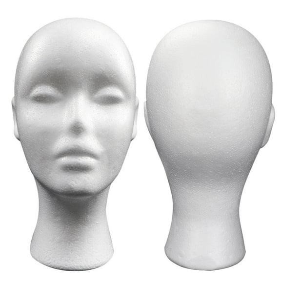 Foam Female Mannequin Head with Ears | Wig & Hat Display Holder Stand with Stand Showing Off Wigs, Glasses & Caps, Durable Model Head Foam Mannequin Head for Retail Displays & Home Use(white)