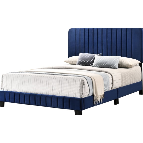 Foam Filled Bed - Durable Build - Bedroom Enhancement - Navy Blue Aesthetic