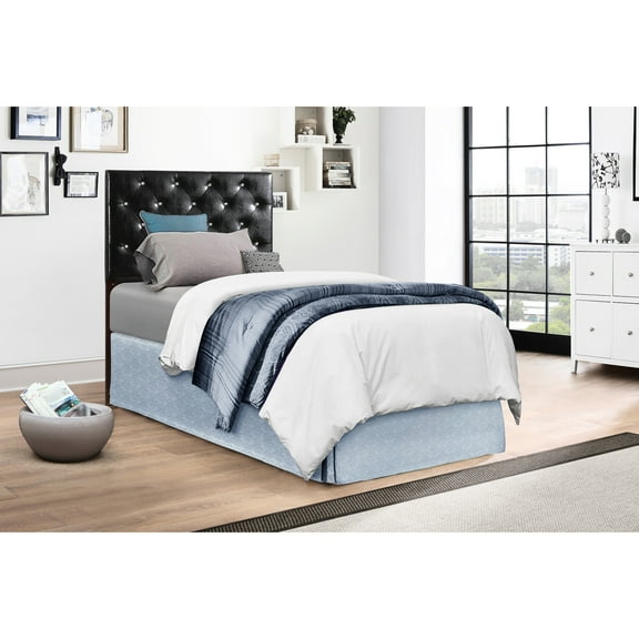 Foam Filled Black Headboard - Adjustable Height 41 53 Inches Faux Leather Easy To Clean And Mount Bed/wall Fascinating Design In Cover Button Robust Modern