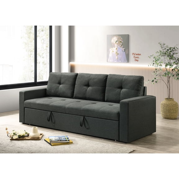 Foam - Filled Fabric Sleeper with Black Plastic Legs / Stable and Comfortable