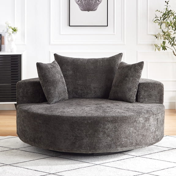 Foam Filled Swivel | 360 Degree Rotation, Silk - like Chenille | Living Room, Lounge