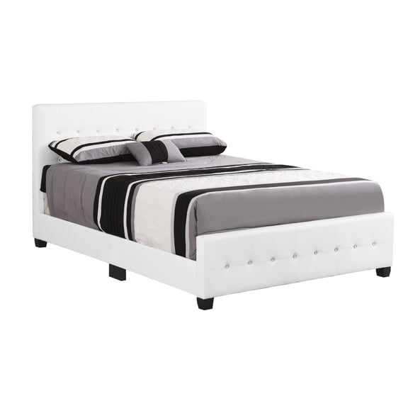 Foam Filled - White Queen Bed with a Sturdy PU Build