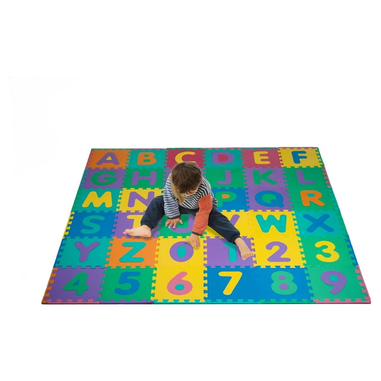Foam Floor Alphabet Mat 96 pcs with Number Puzzle Mat by Hey Play