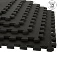 thumbnail image 1 of Foam Flooring Tiles – 12-Pack Interlocking EVA Foam Pieces – Non-Toxic Floor Padding for Playroom, Gym, or Basement by Stalwart (Black), 1 of 3