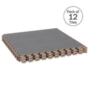 Foam Flooring Tiles – 12-Pack Interlocking EVA Foam Pieces – Non-Toxic Floor Padding for Playroom, Gym, or Basement by Stalwart (Gray)