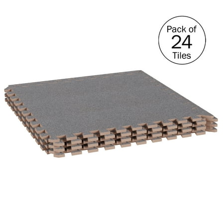 Foam Flooring Tiles – 24-Pack Interlocking EVA Foam Pieces – Non-Toxic Floor Padding for Playroom, Gym, or Basement by Stalwart (Gray)