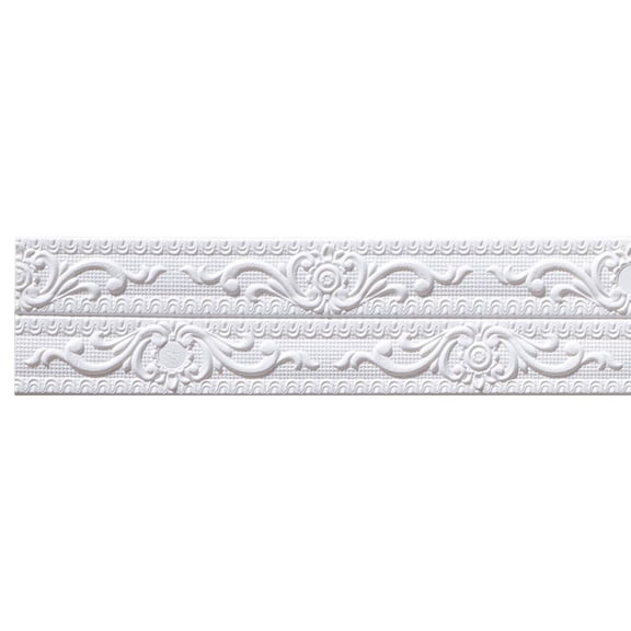 Foam Flower Wallpaper Border – Self Adhesive Wall Edging Strip – Collapsible Trim for Home Office DIY Room Decor (White)