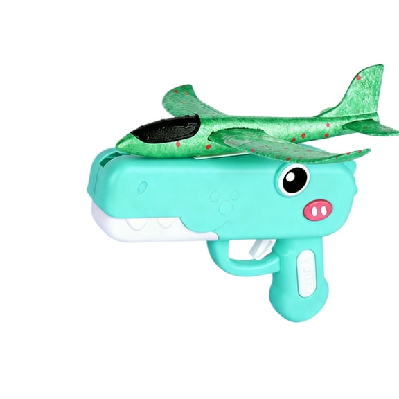 Foam Glider Airplane Launcher Toy, Dinosaur Catapult Gun Aircraft, Outdoor Flying Aircraft with Easy-Load Mechanism, Long Flight Distance Gliders, Fun Birthday Gifts & Party Favors, Green