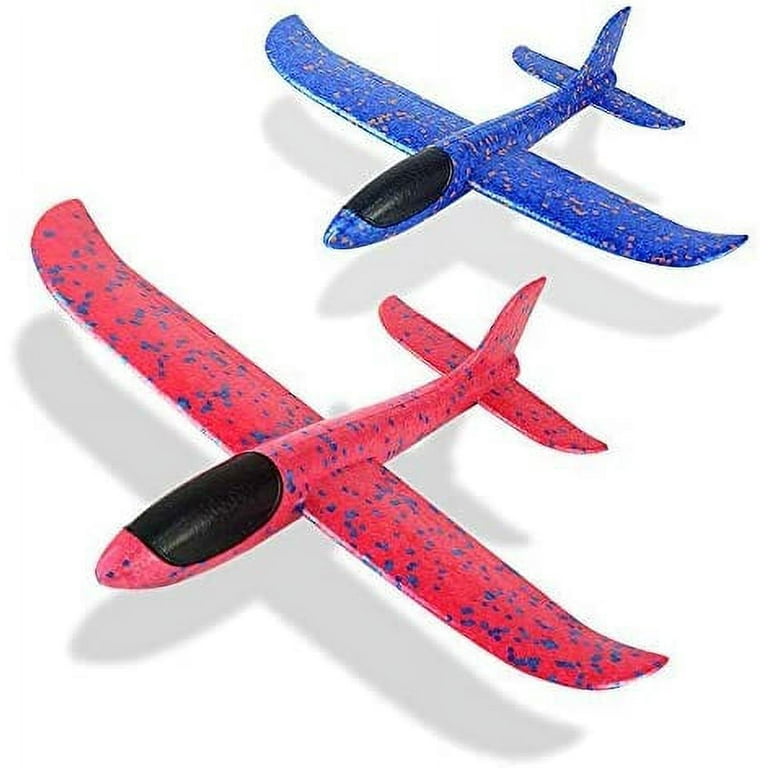 Americas Toys Airplane Toy Outdoor Glider Kids Activity Game Boys Girls Pack of 2 Foam Throwing Planes (Red/Blue)