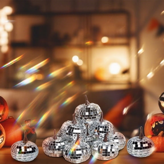 Foam Glitter Pumpkins Set of 12, Mini Artificial Halloween Pumpkin Decorations 4.5Cm for Tabletop Centerpiece, Fall Crop Side for Mantel Shelf Display