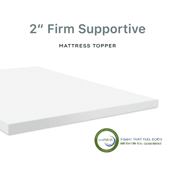 Foam Global 2” Firm Supportive Mattress Topper, Twin XL